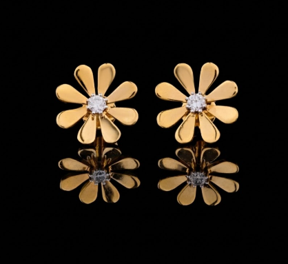Golden Daisy Diamond Earrings