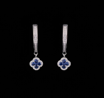Sapphire Spark Floral Hoops