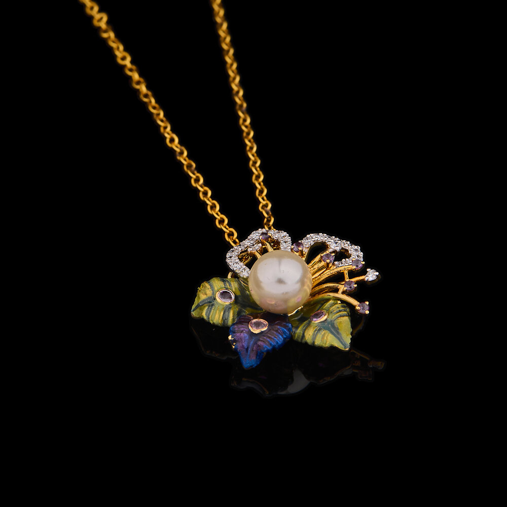 Pearl Bloom Butterfly Pendant