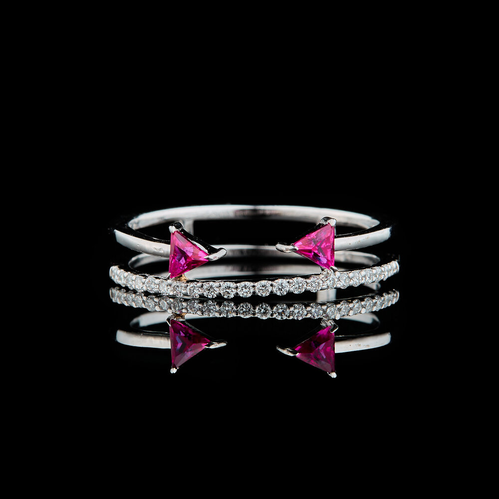Aurora Pink Twin Triangle Ring