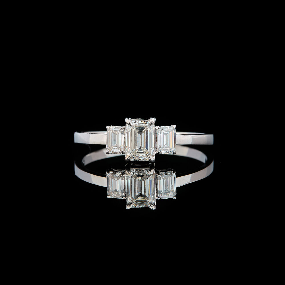 Trinity Emerald Cut Ring
